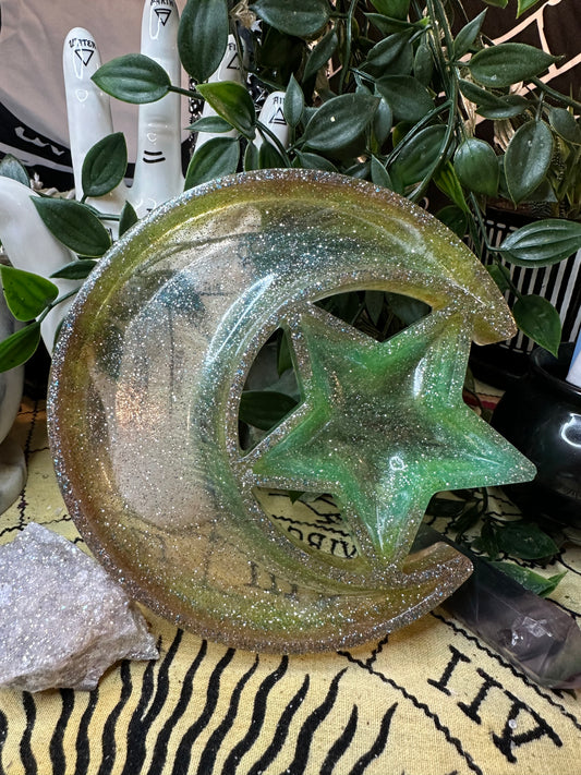 Green Moon and Star Trinket Dish