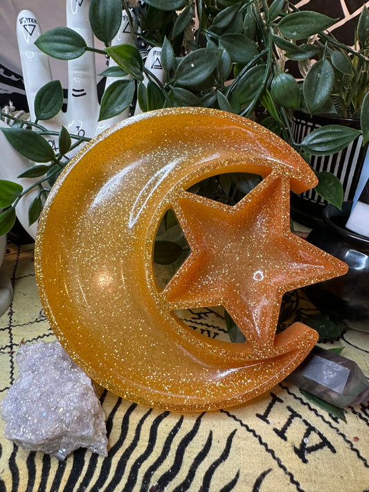 Gold Moon and Star Trinket Dish