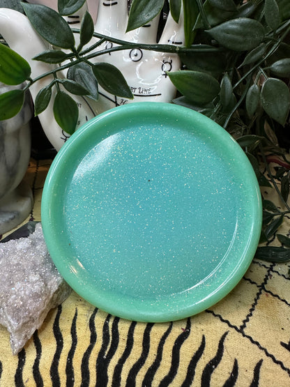 Mint Glitter Offering Dish